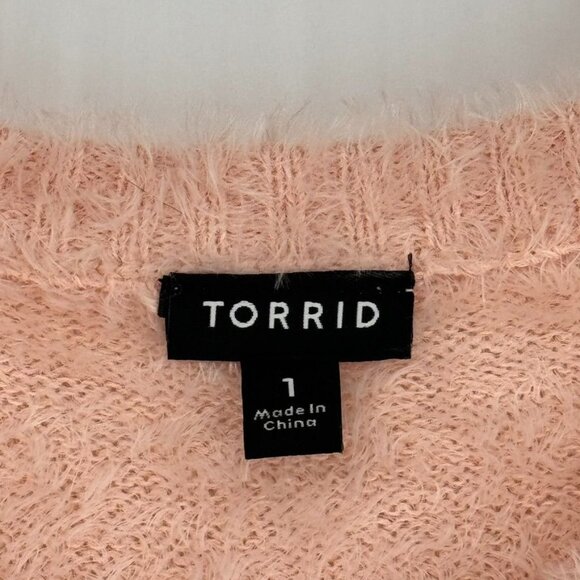 Torrid Womens blush Pink Fluffy Knit Sweater Size 1X Cotton Blend plus - Picture 6 of 13